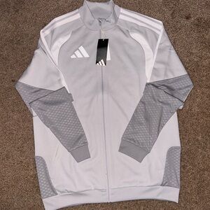 adidas Light Gray & White Men’s Full-Zip Track Jacket